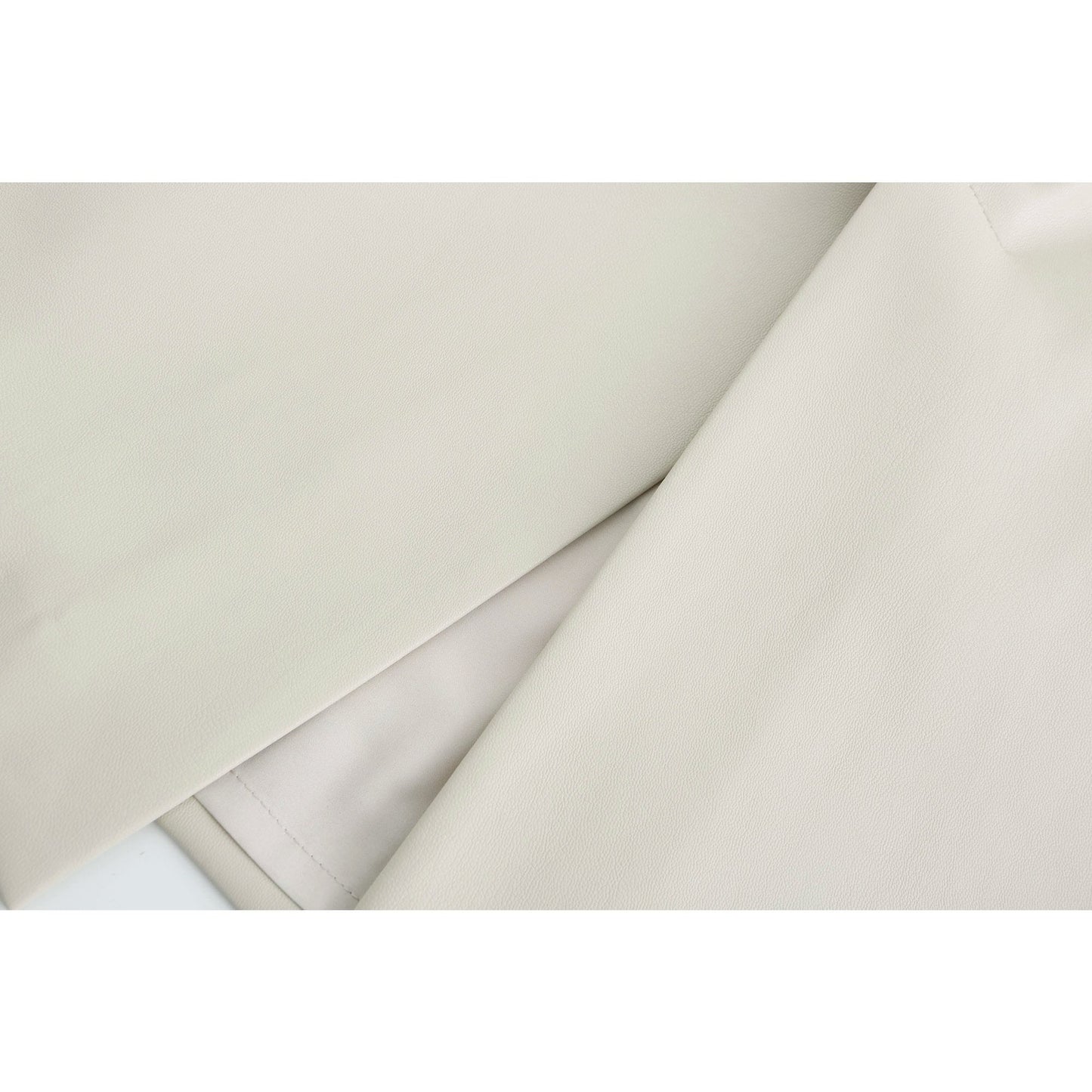 Women Faux Leather Straight Skirt - Beige