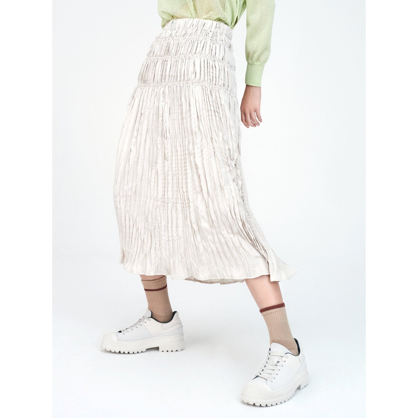 Women Natural Crinkle Skirt - Beige