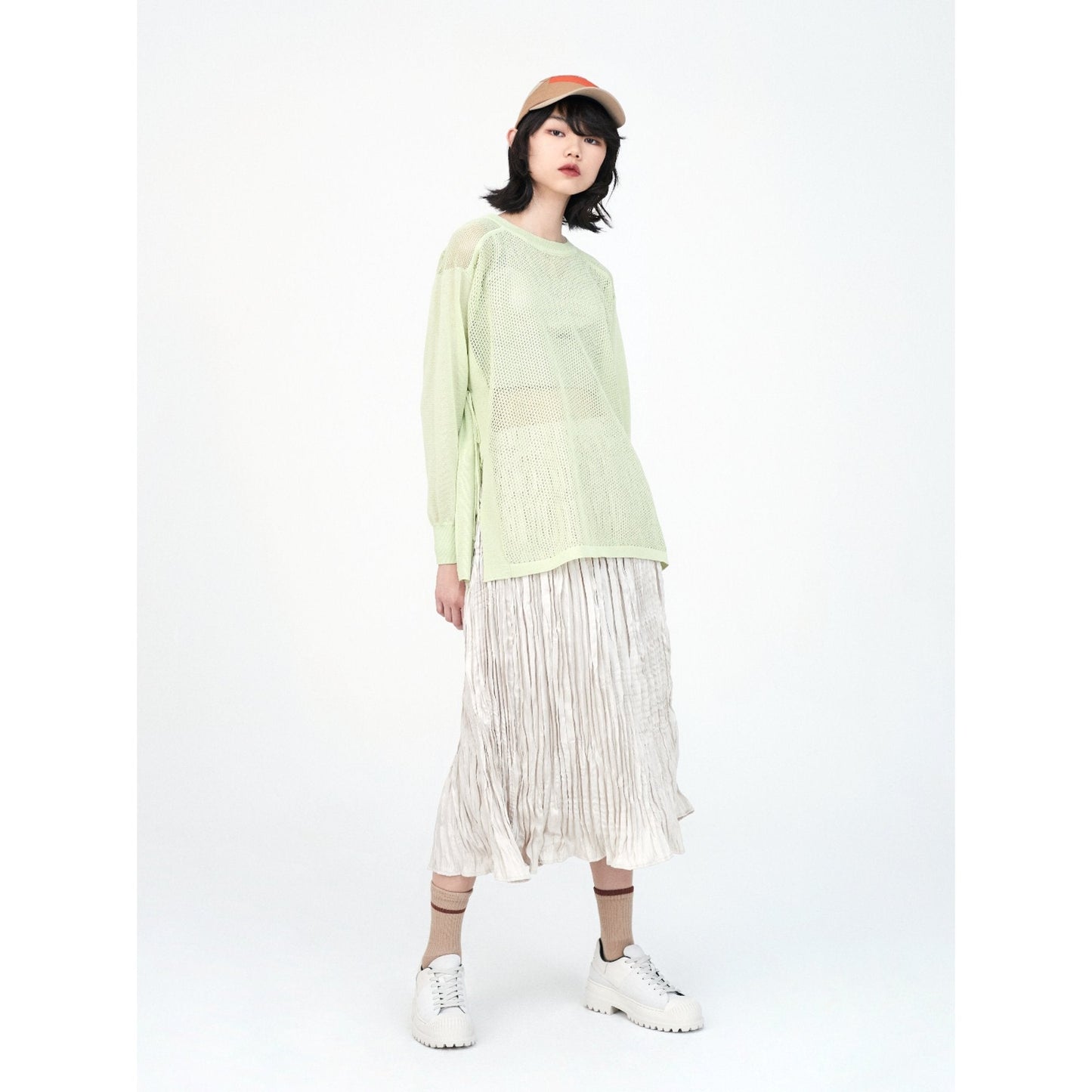 Women Natural Crinkle Skirt - Beige