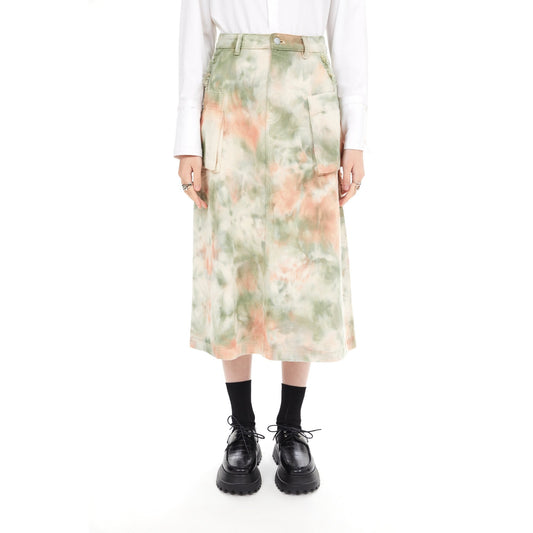 Women Tie Dye Skirt - Beige