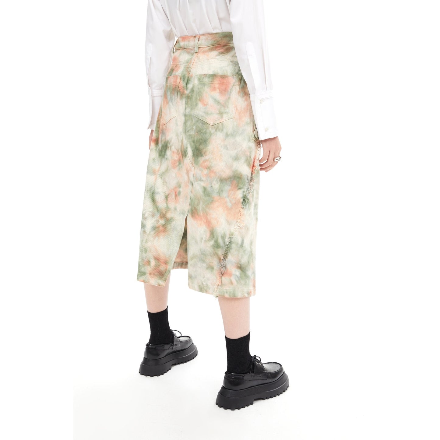 Women Tie Dye Skirt - Beige