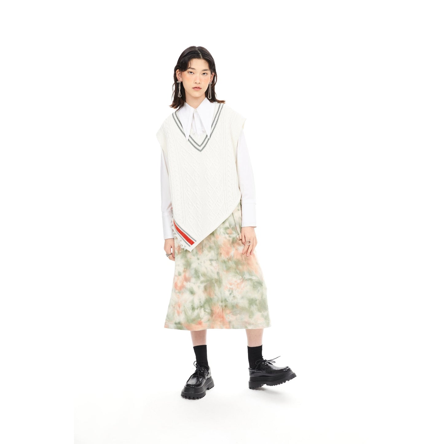 Women Tie Dye Skirt - Beige