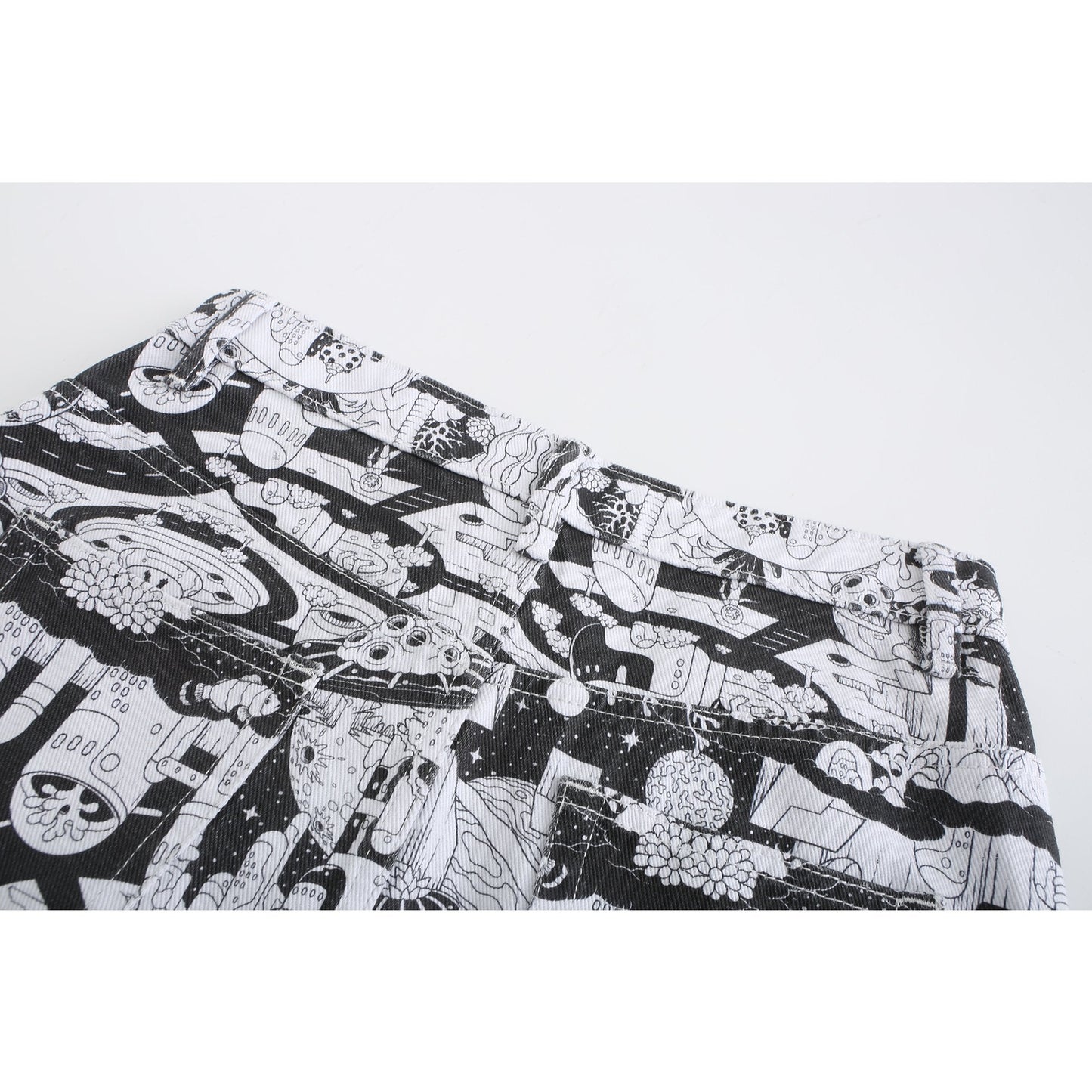 Women Printed Denim Mini Skirt - Pattern