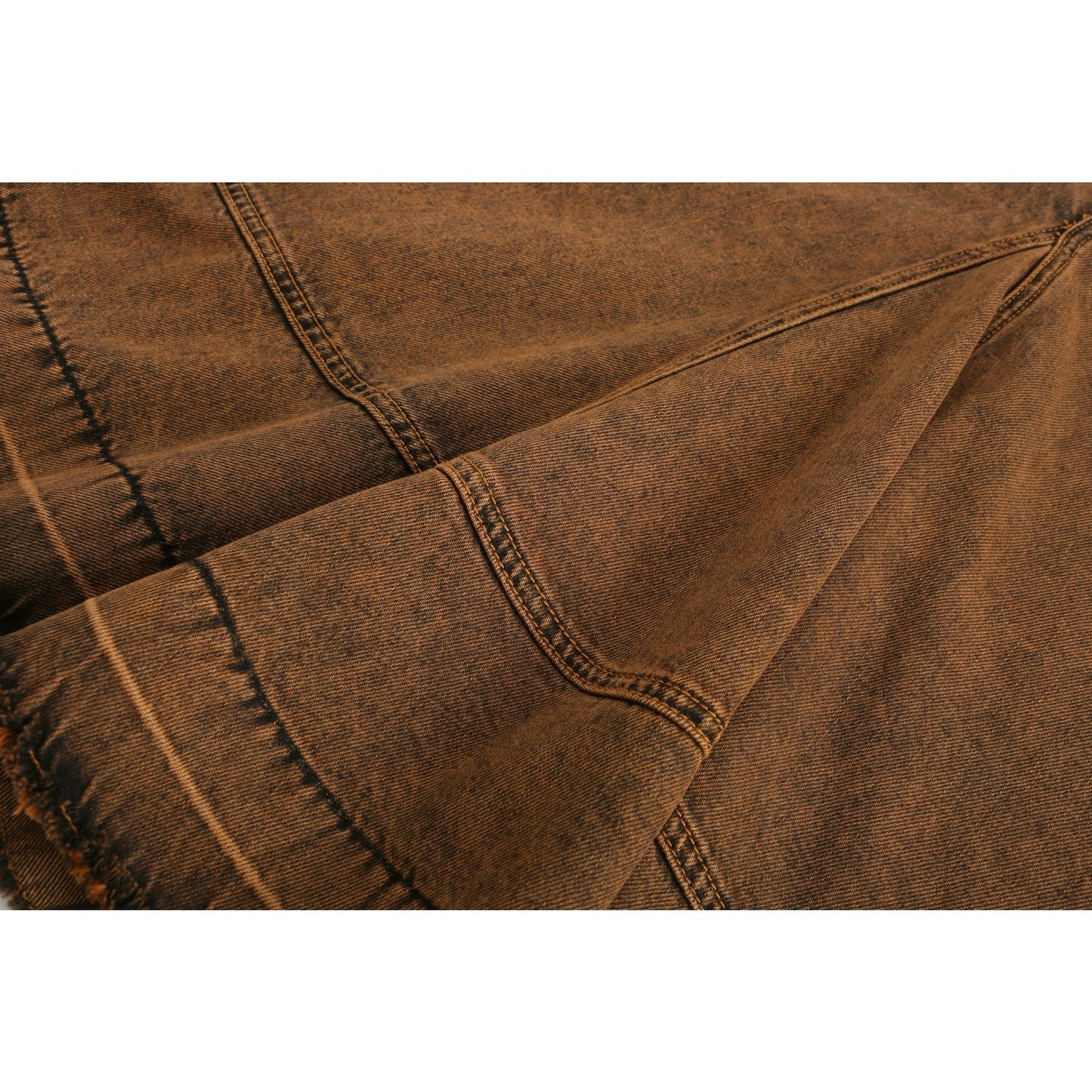Women Vintage Colour Overdye Mermaid Denim Skirt - Brown