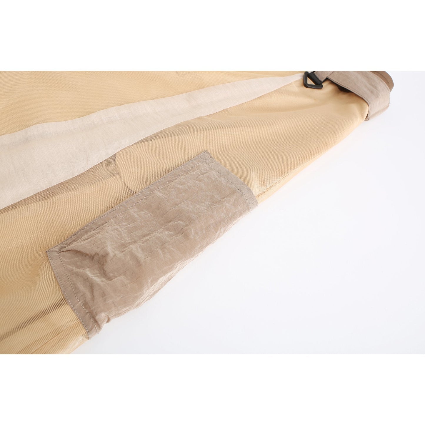 Women See Through Colour Blocking Military Skirt - Khaki