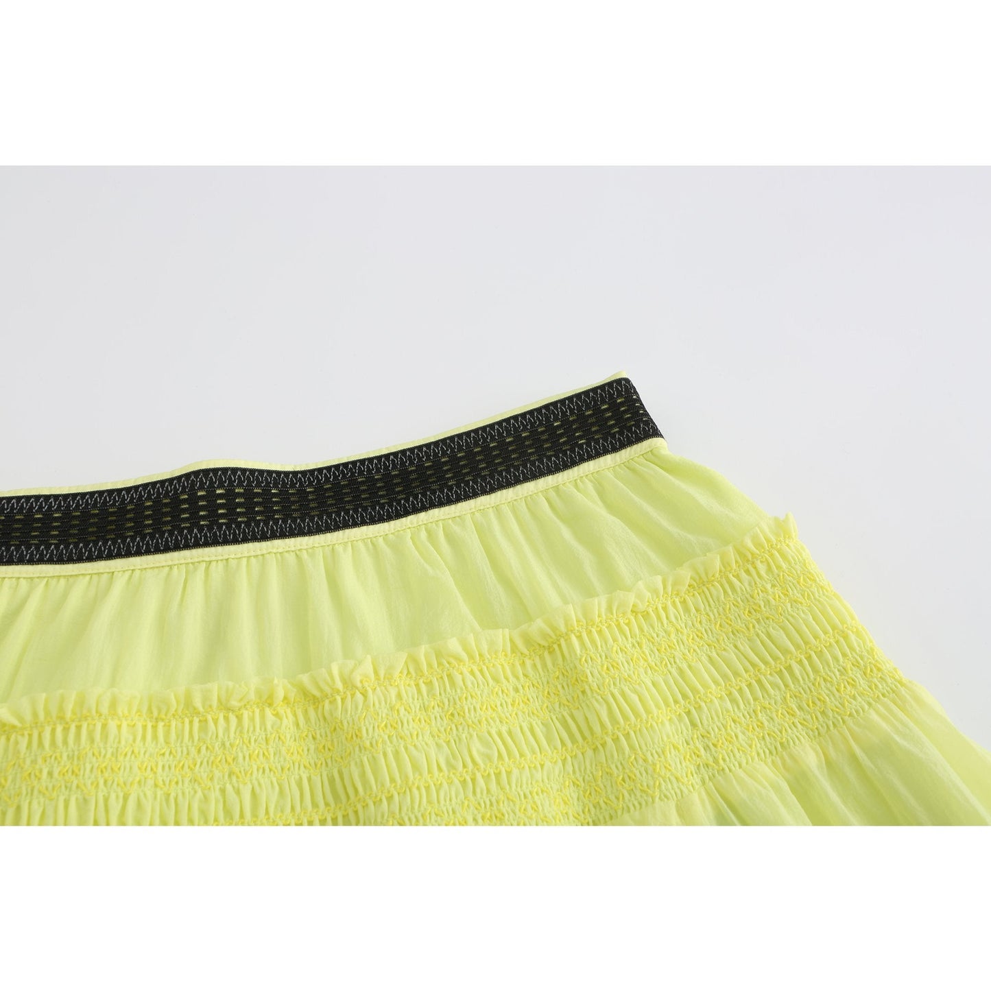 Women Tiered Layer Ruffle Outdoor Nylon Skirt - Yellow