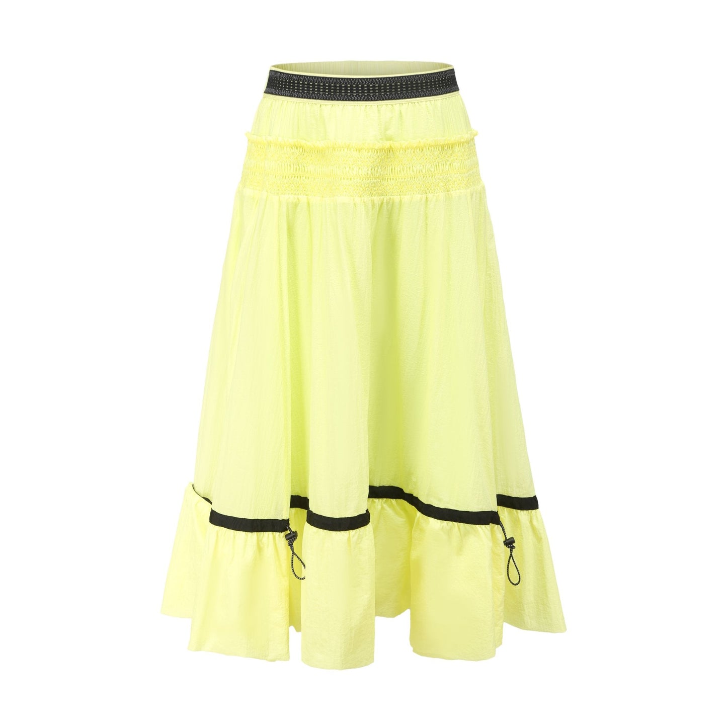 Women Tiered Layer Ruffle Outdoor Nylon Skirt - Yellow