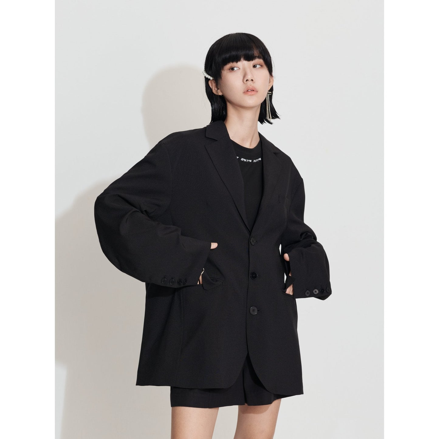 Women Extra Oversize Blazer - Black