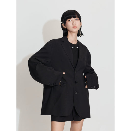 Women Extra Oversize Blazer - Black