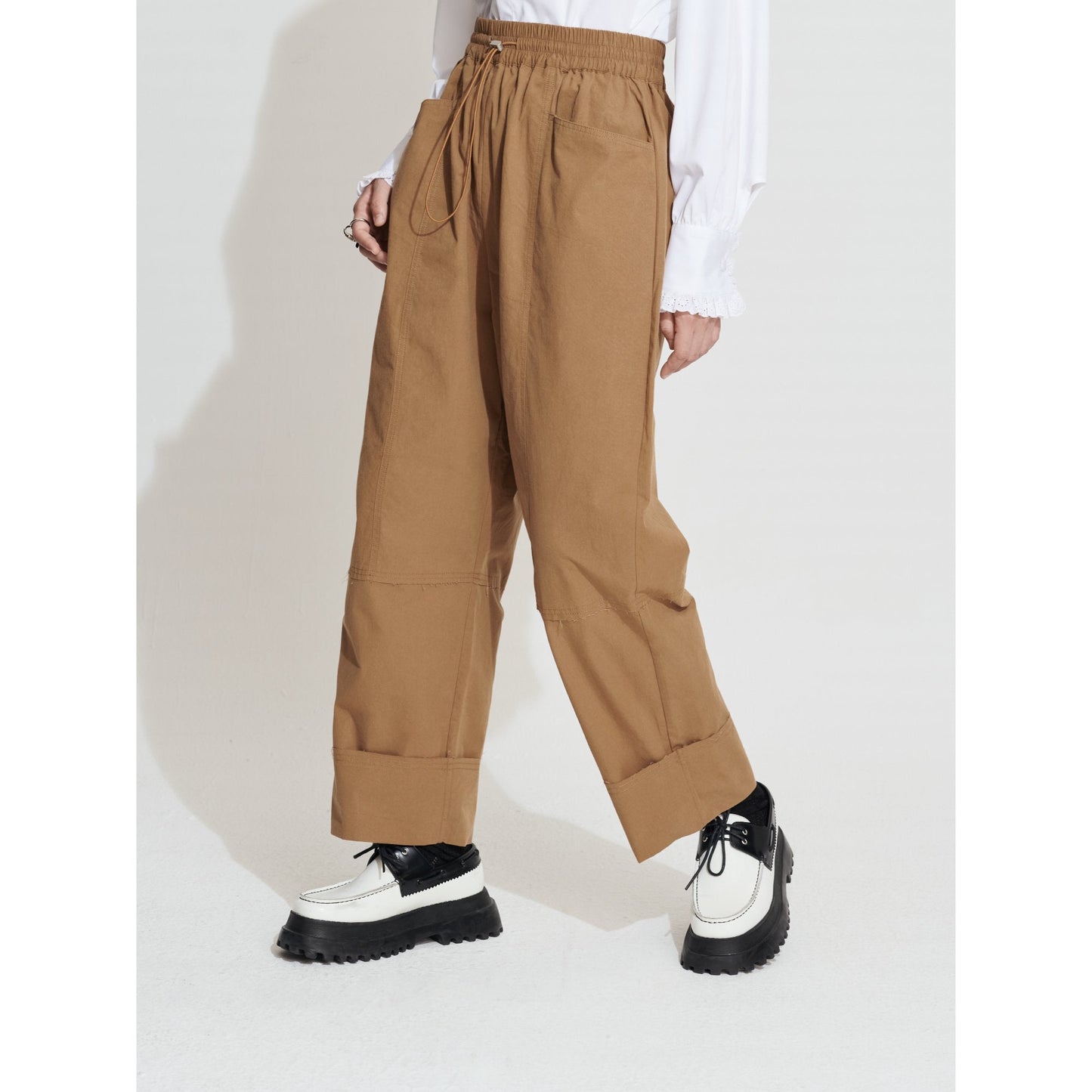 Women Worker Boyfriend Pants - Orange