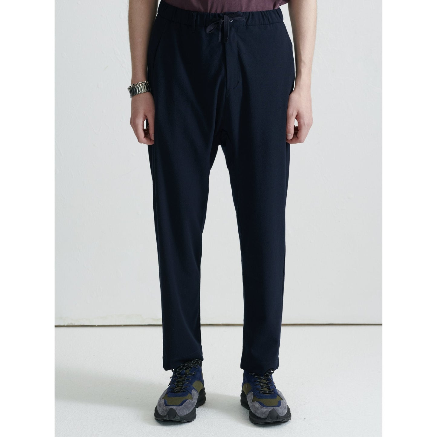 Men Drop Crotch Easy Pants - Navy