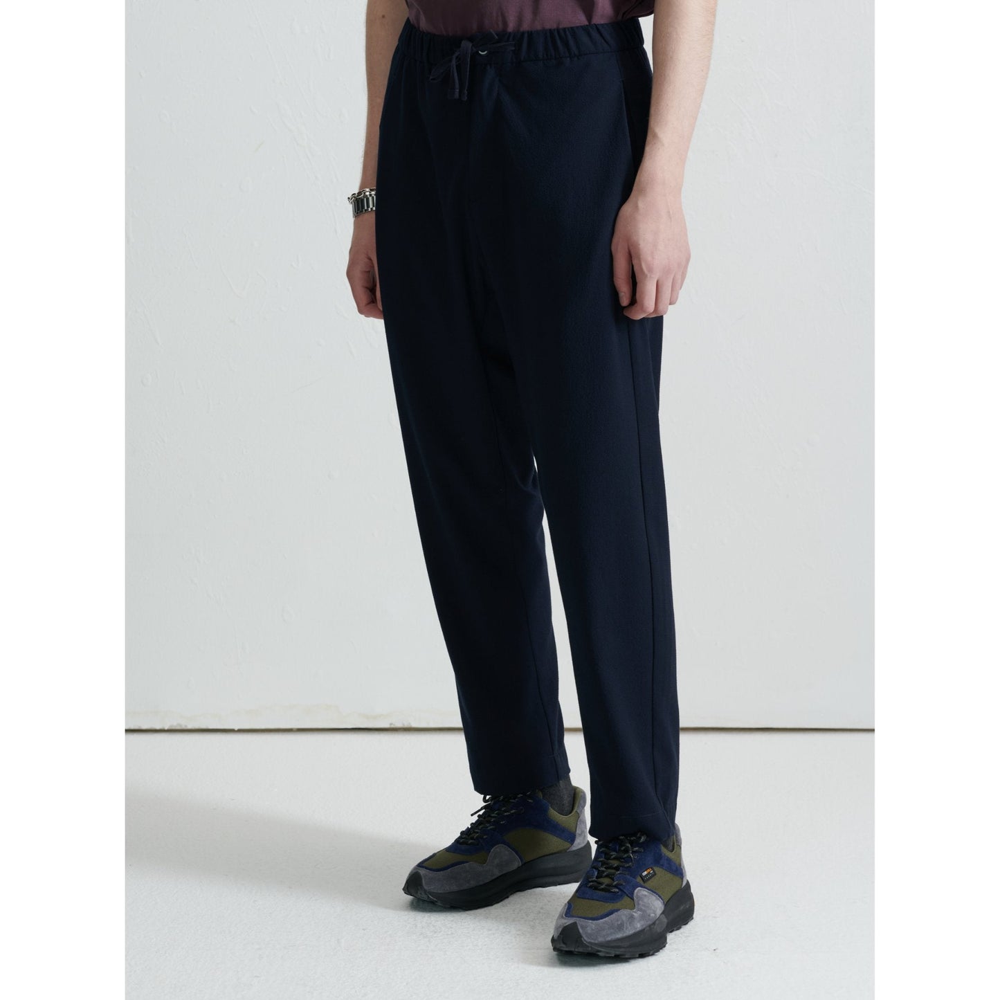 Men Drop Crotch Easy Pants - Navy