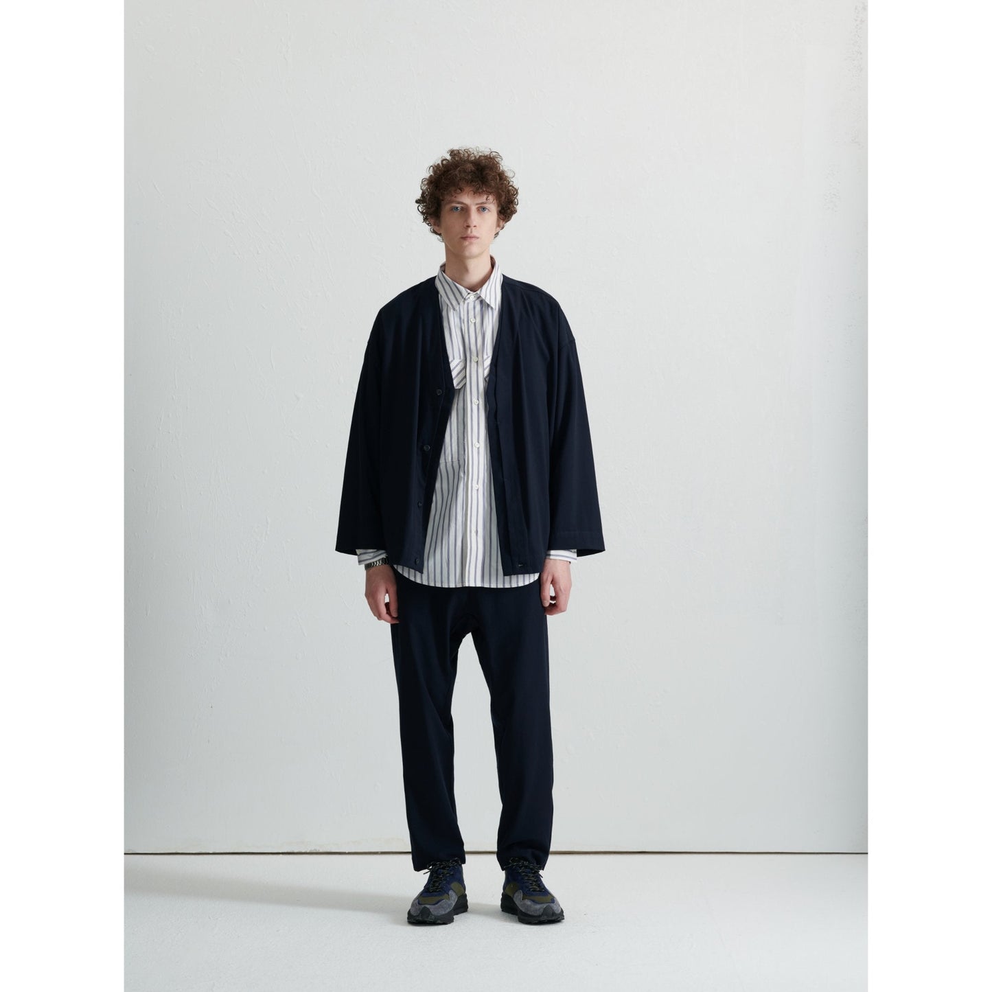 Men Drop Crotch Easy Pants - Navy