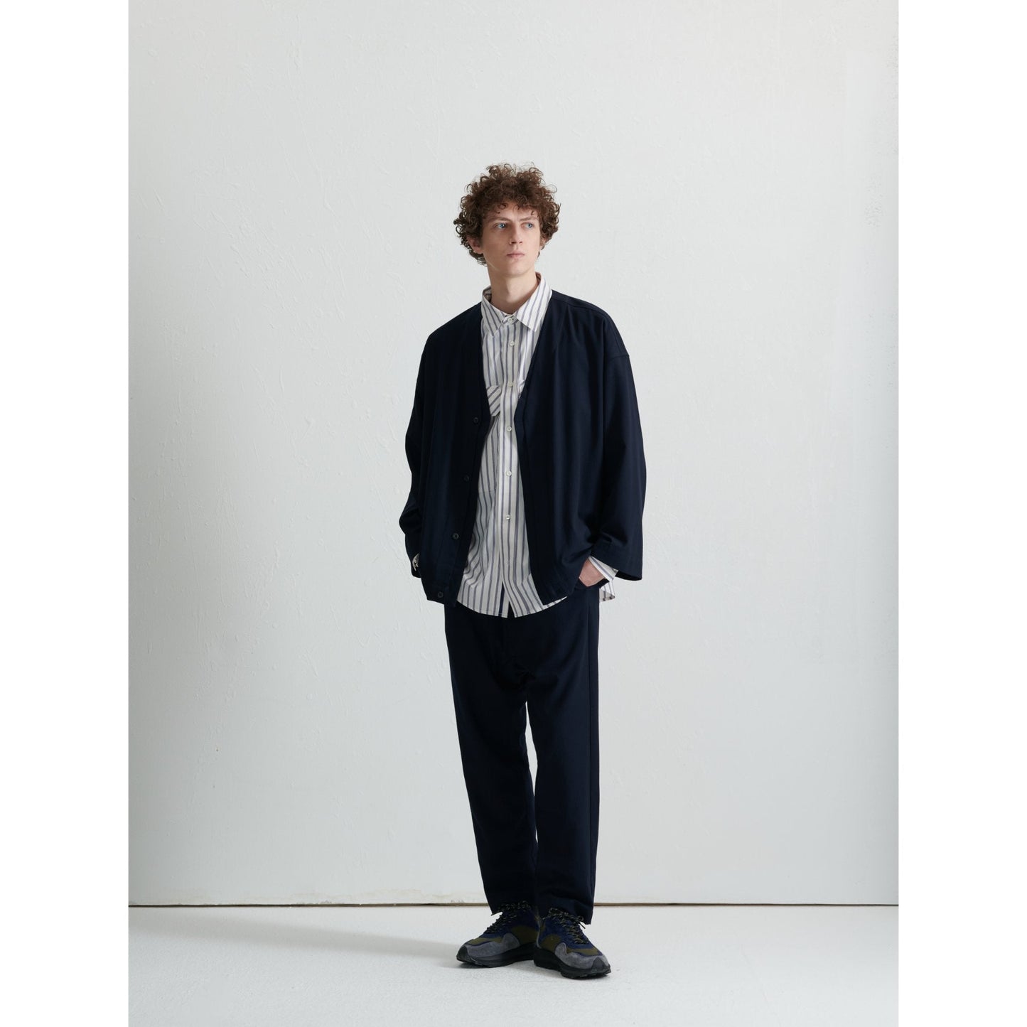 Men Drop Crotch Easy Pants - Navy