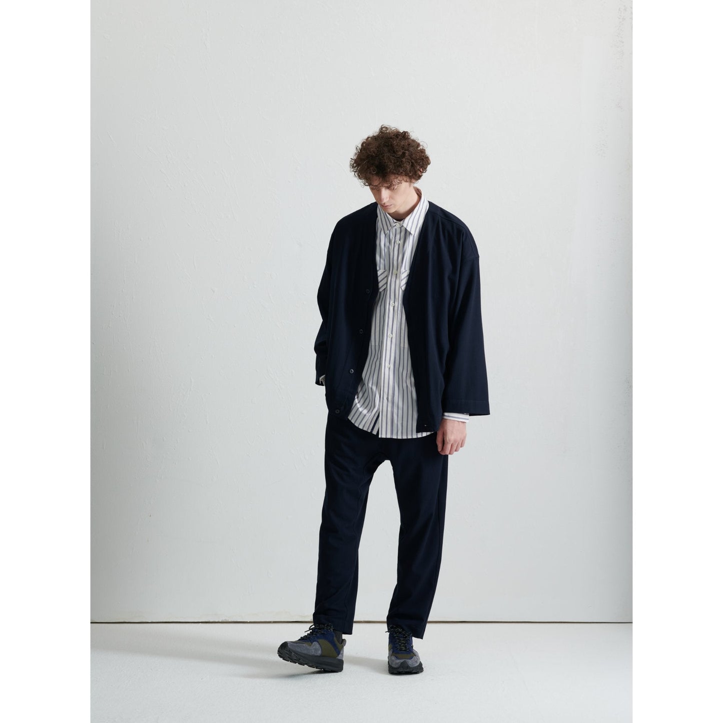 Men Drop Crotch Easy Pants - Navy