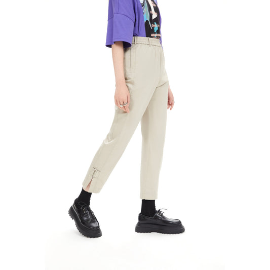 Women Buckle Pants - Light Green