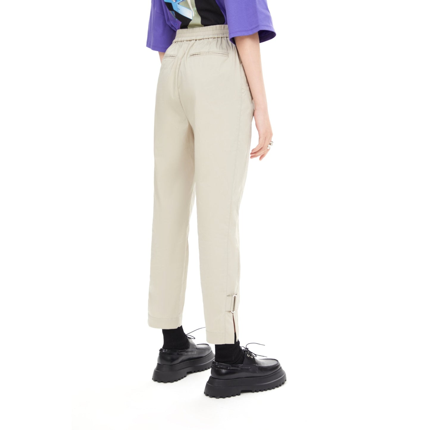 Women Buckle Pants - Light Green