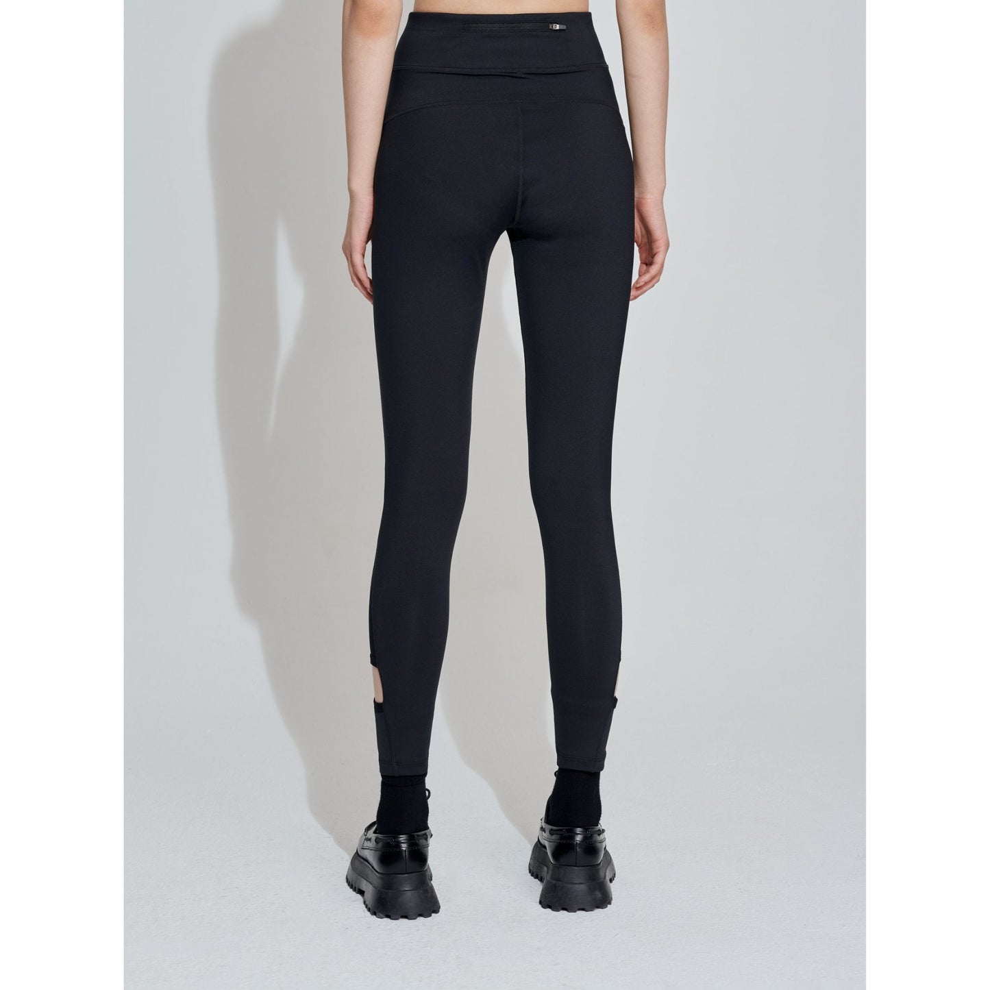 Women Cut Out Hem Leggings - Black