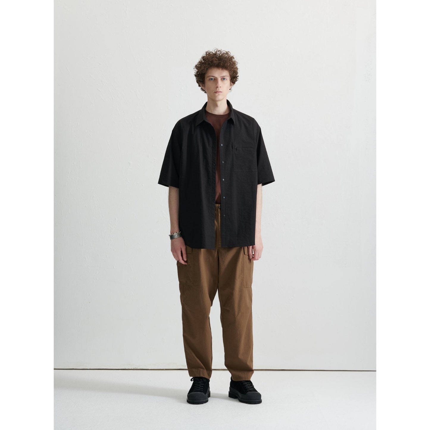 Men Seersucker Military Pants - Metallic Green