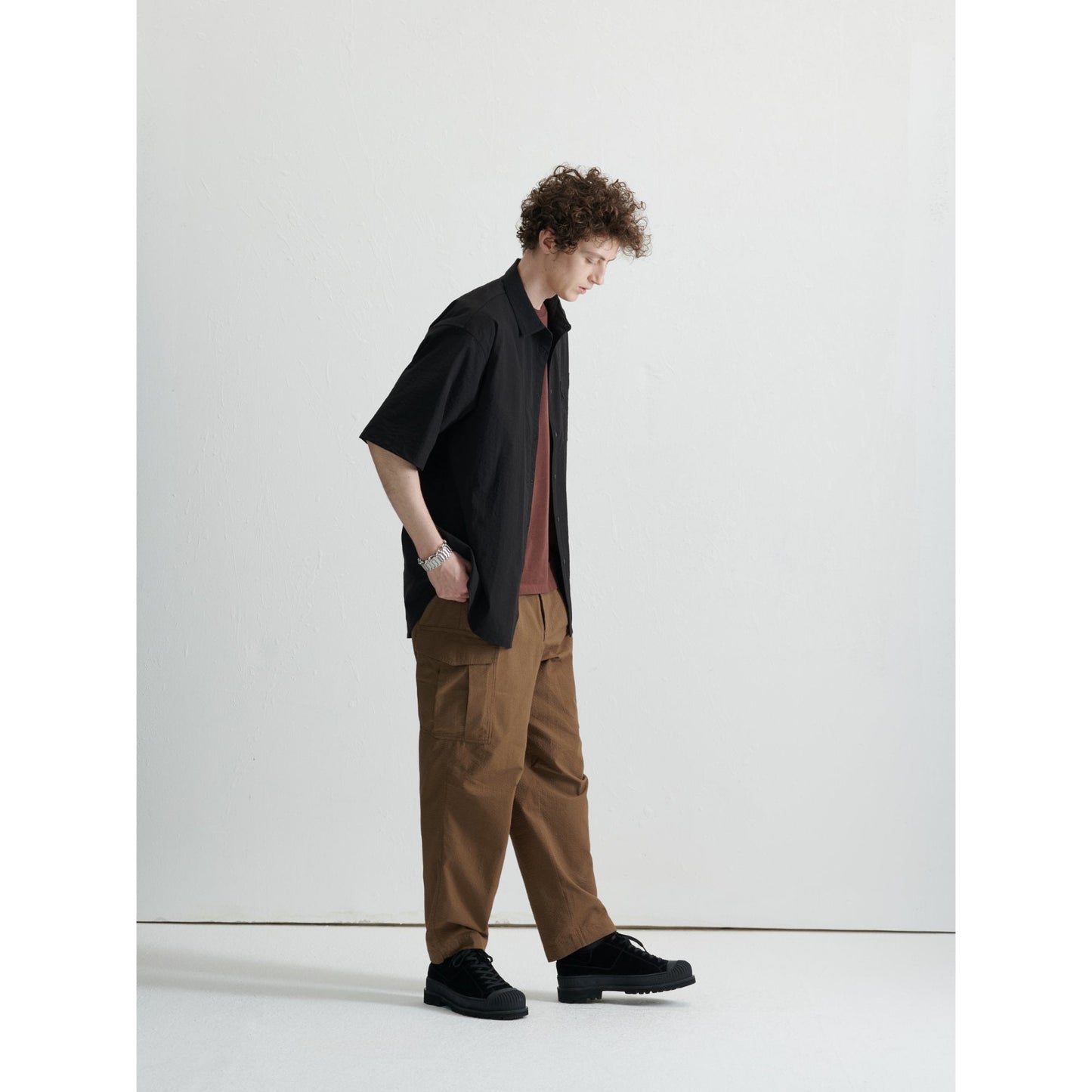 Men Seersucker Military Pants - Metallic Green