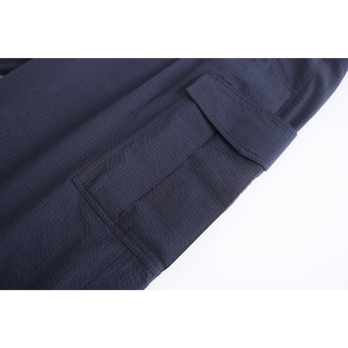 Men Seersucker Military Pants - Navy