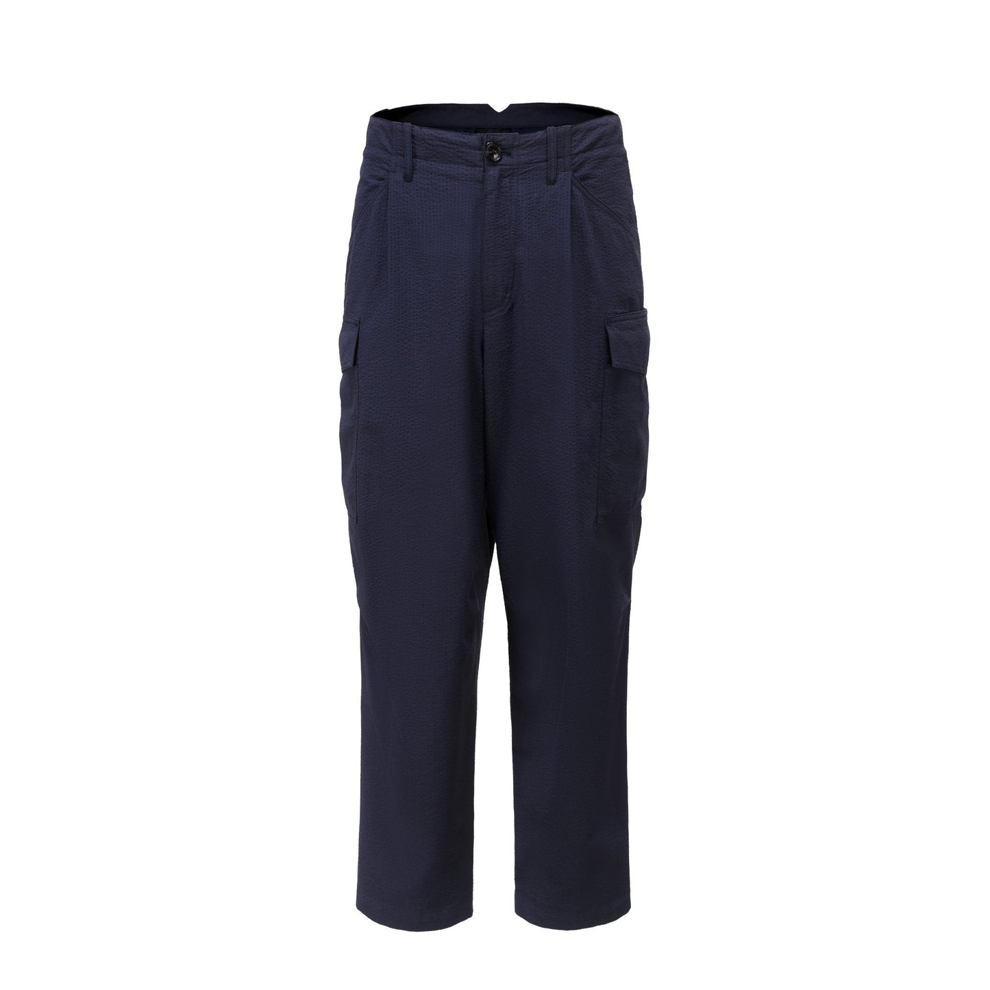 Men Seersucker Military Pants - Navy