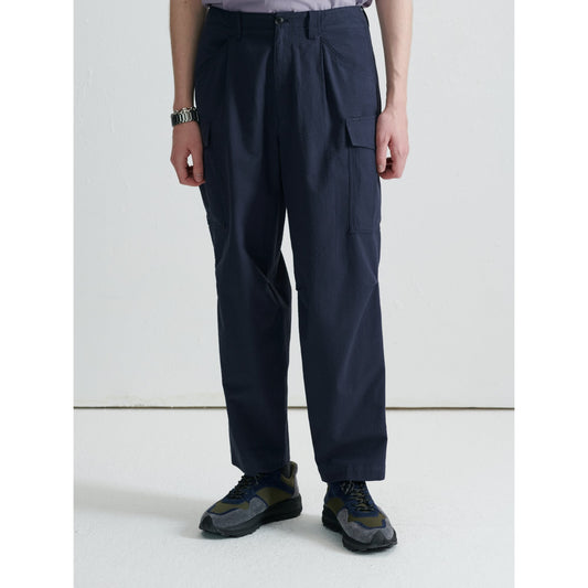 Men Seersucker Military Pants - Navy