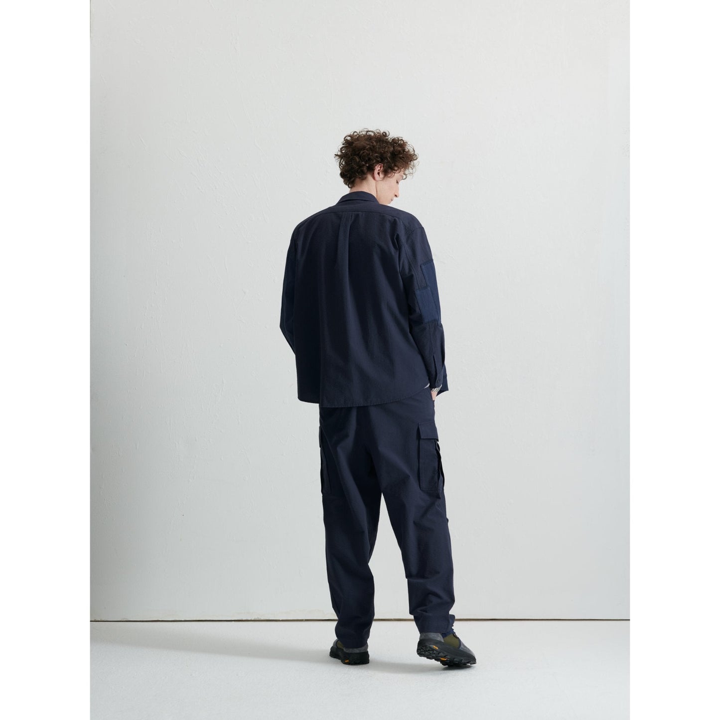 Men Seersucker Military Pants - Navy