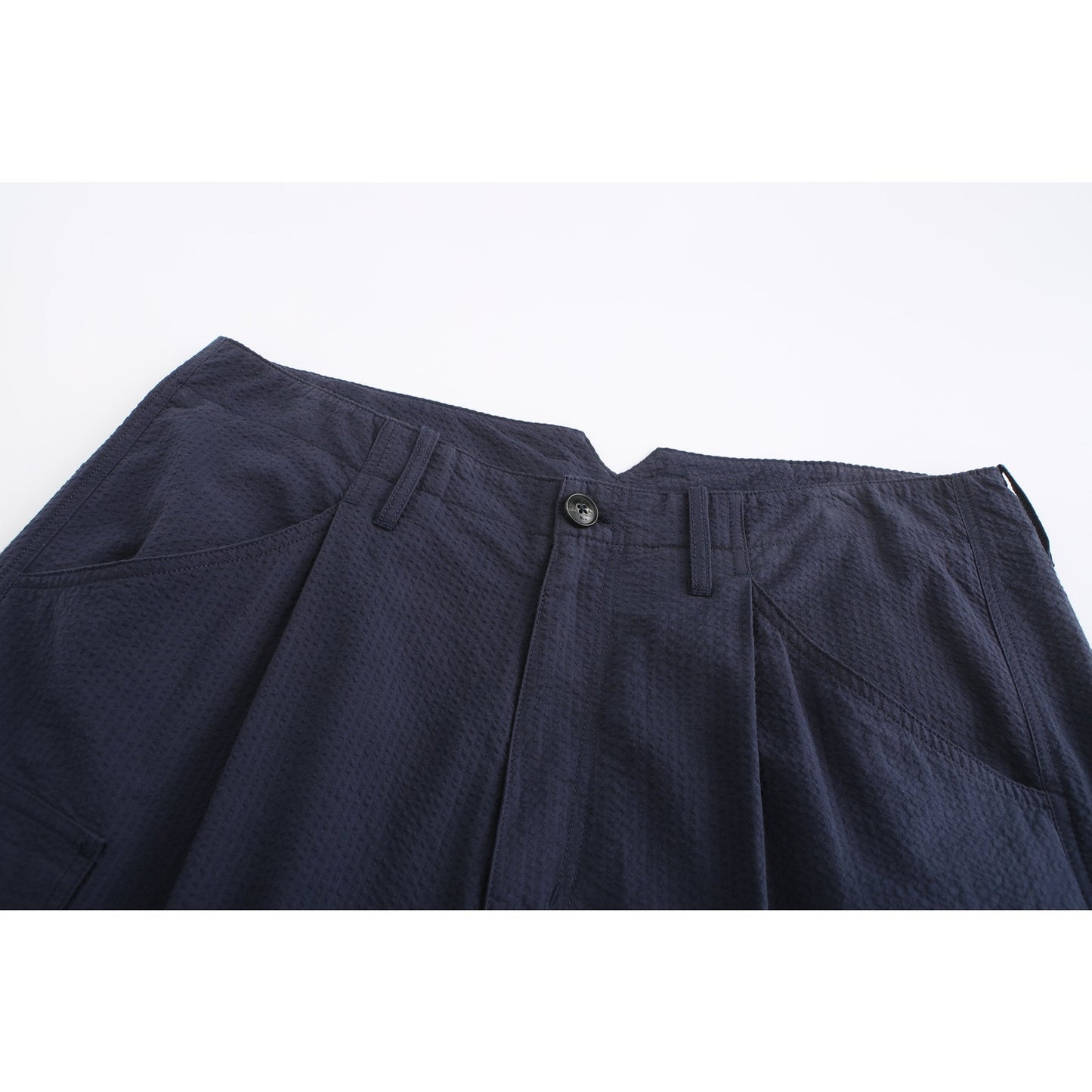 Men Seersucker Military Pants - Navy