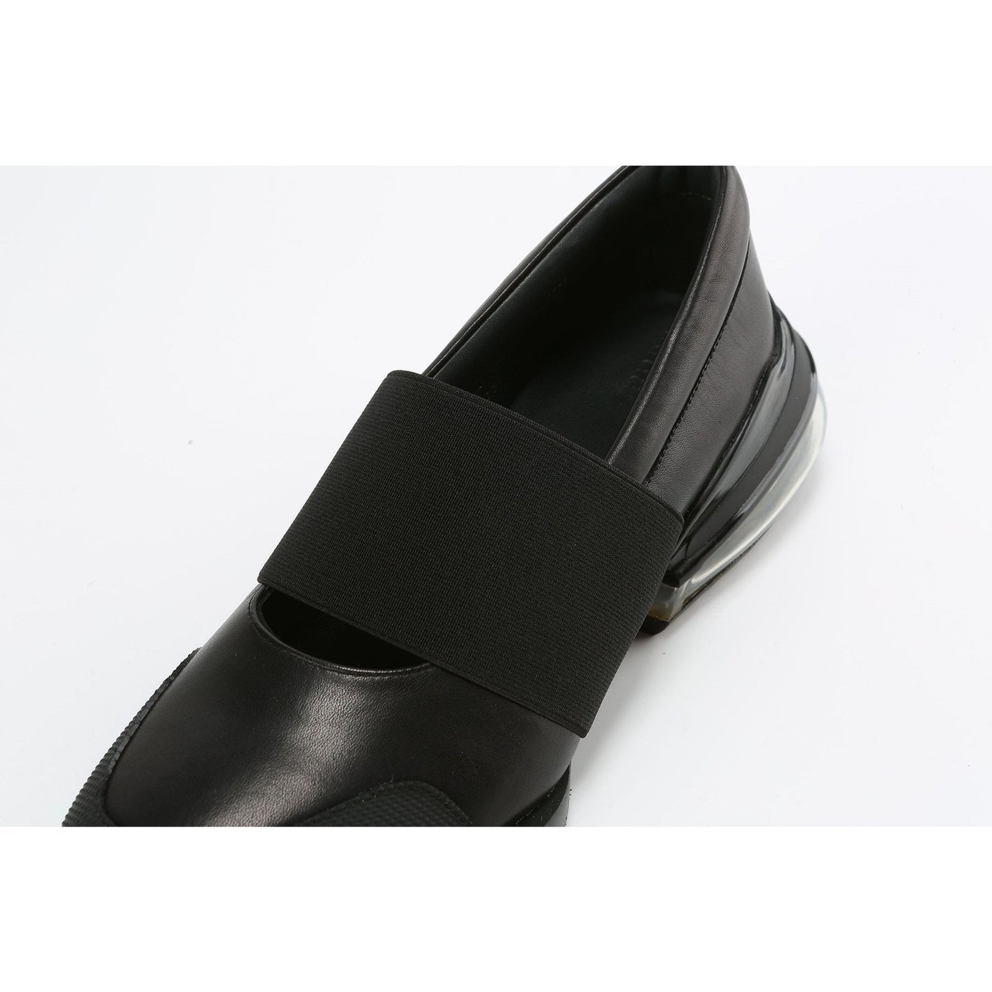 Women Chunky-Heel Elastic Shoes - Black