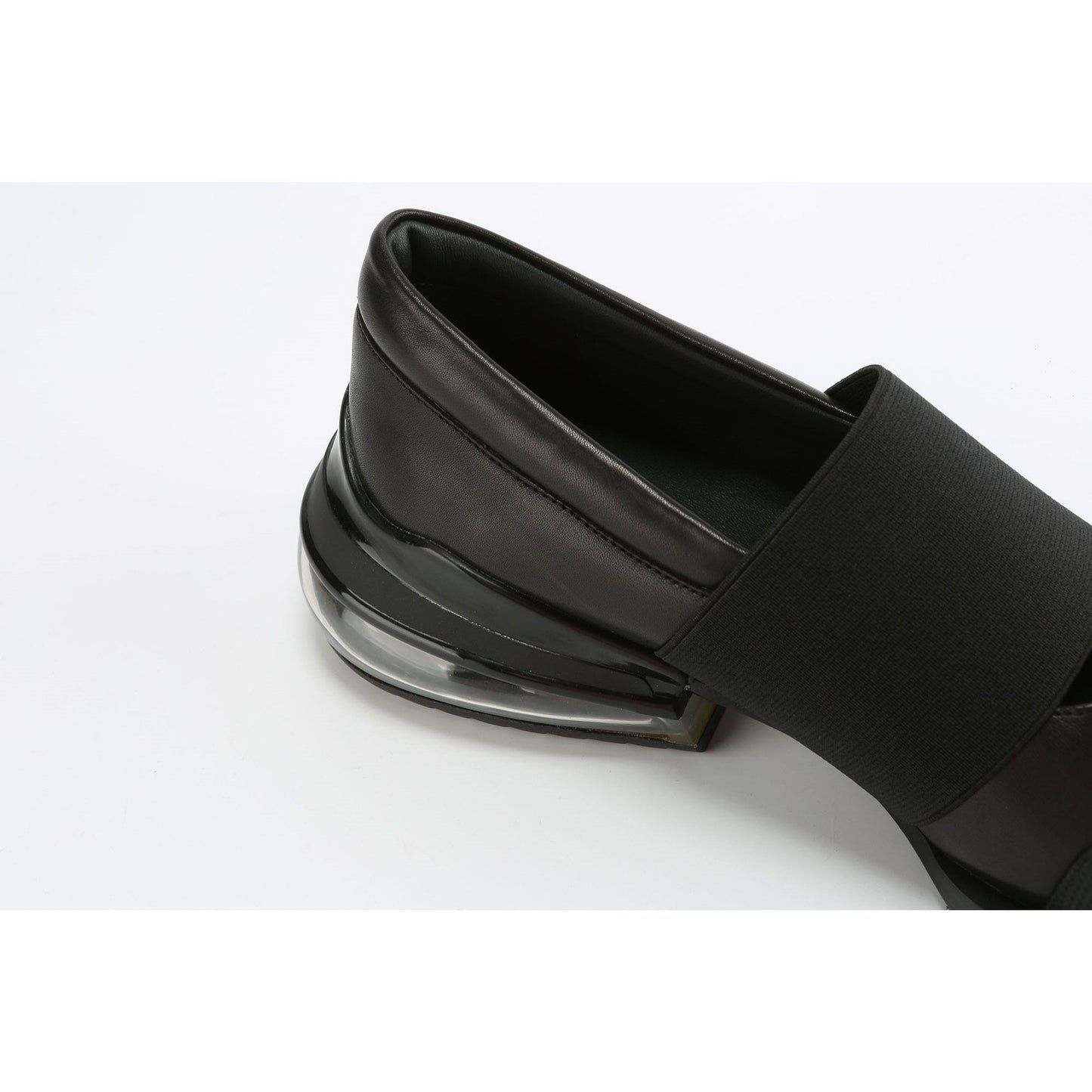 Women Chunky-Heel Elastic Shoes - Black