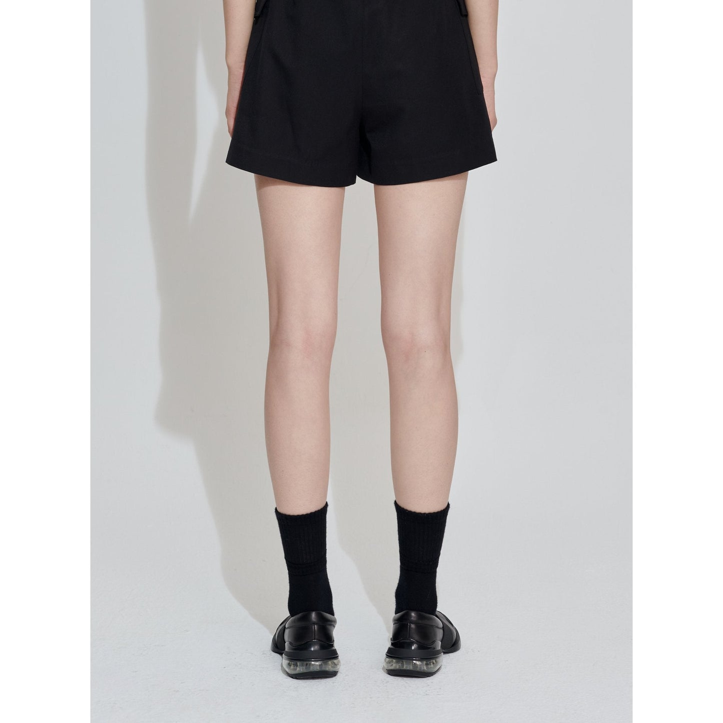 Women Chunky-Heel Elastic Shoes - Black