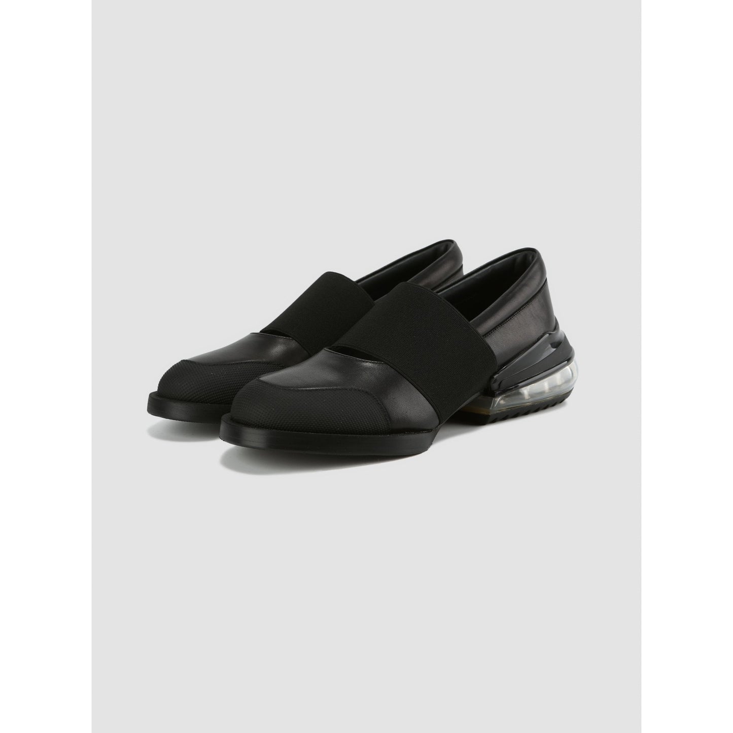Women Chunky-Heel Elastic Shoes - Black