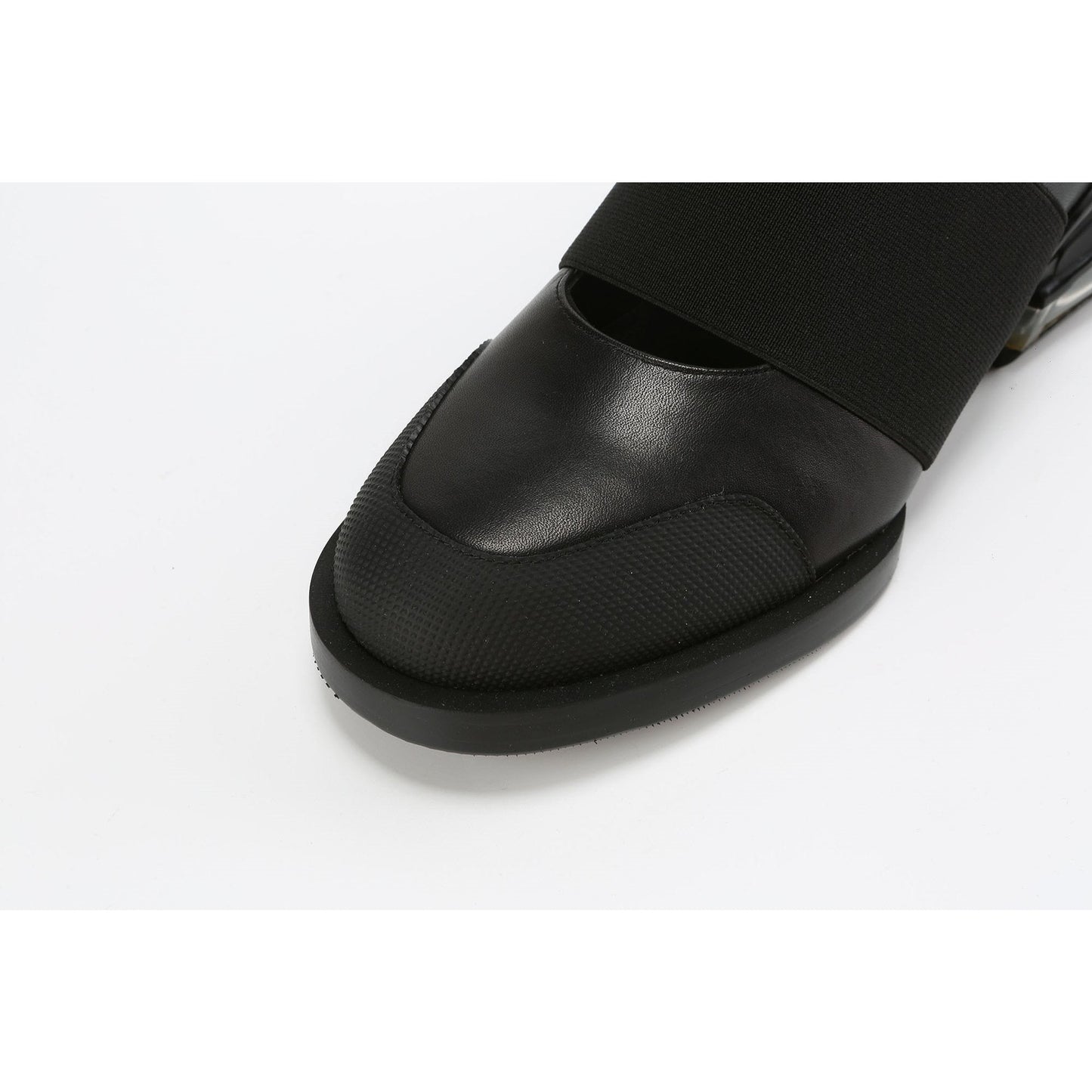 Women Chunky-Heel Elastic Shoes - Black