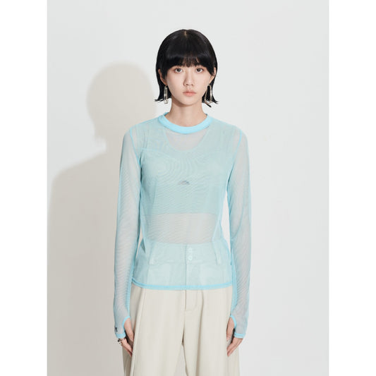 Women Pantone Collection : Colour Mesh Tee - Light Blue