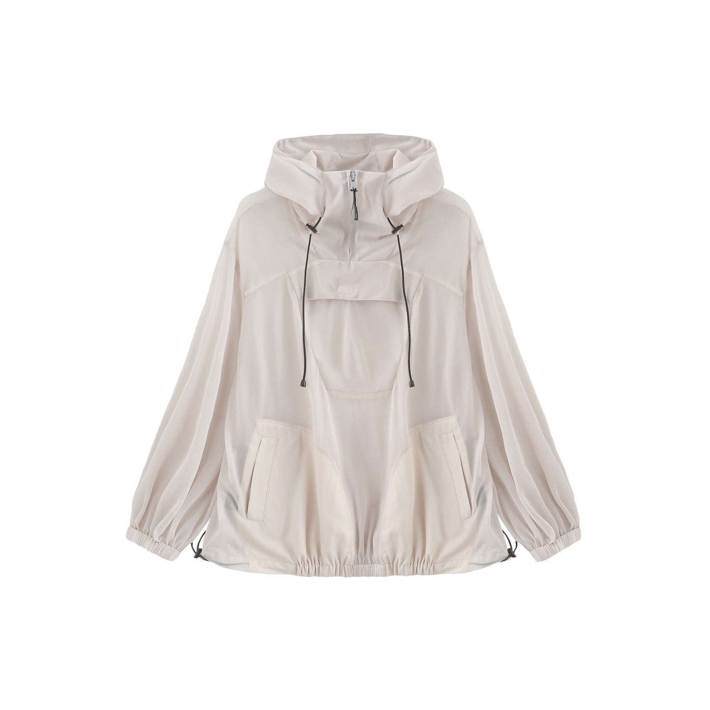 Women See Through Oversize Outdoor Smock - Beige