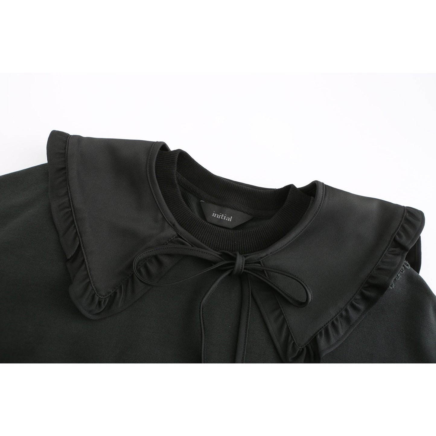 Women Detachable Ruffle Collar Sweatshirt - Black