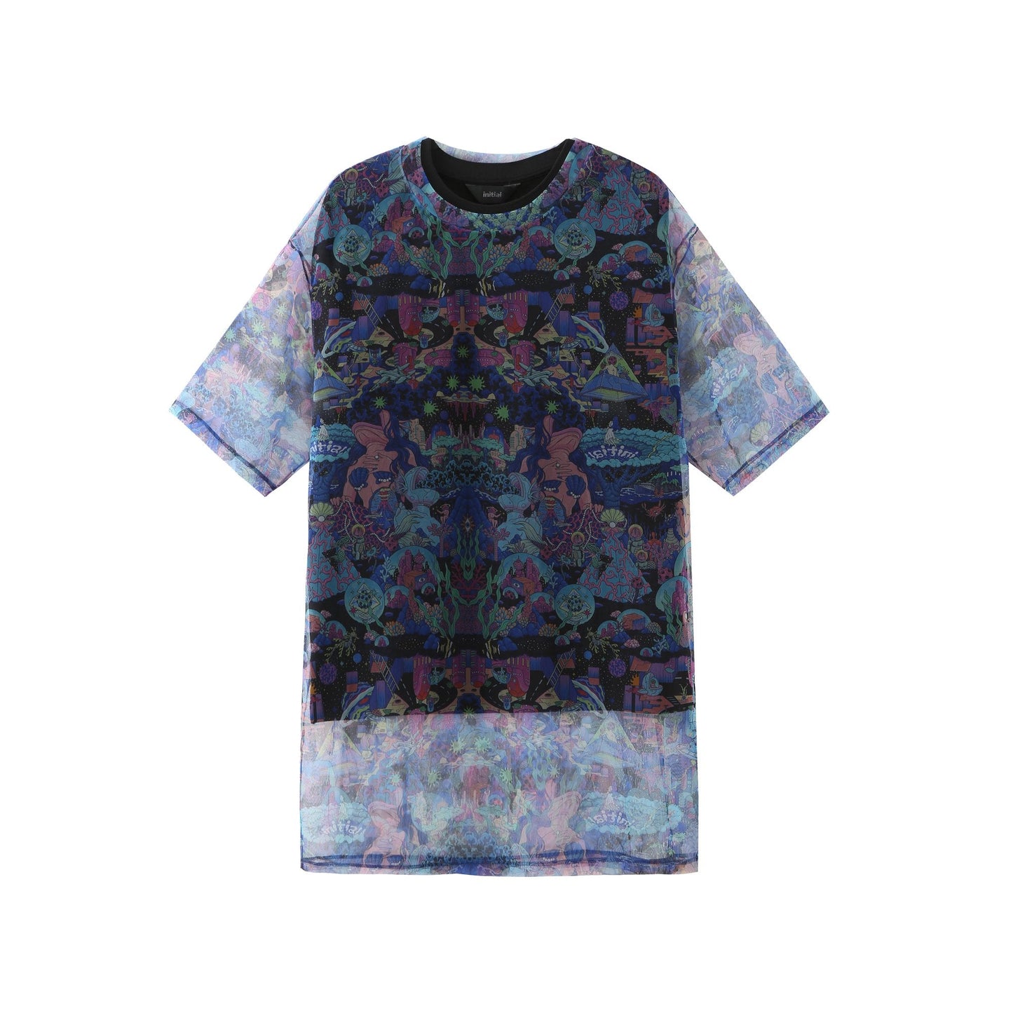 Women 2 In 1 Printed Mesh Tee - Pattern