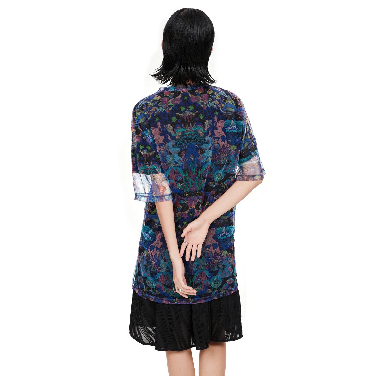 Women 2 In 1 Printed Mesh Tee - Pattern