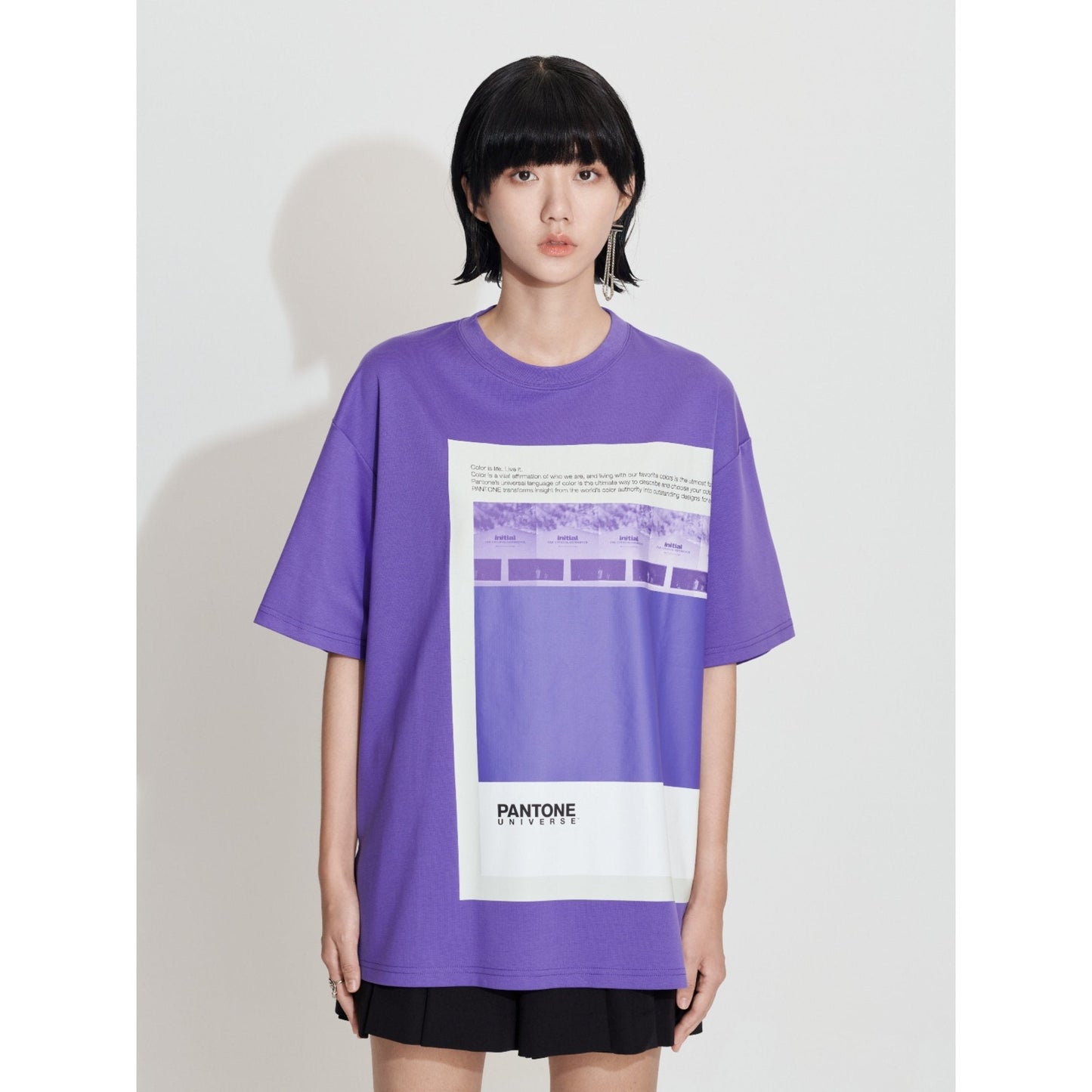 Women Pantone Collabration : Oversize Pantone Graphic Tee - Purple