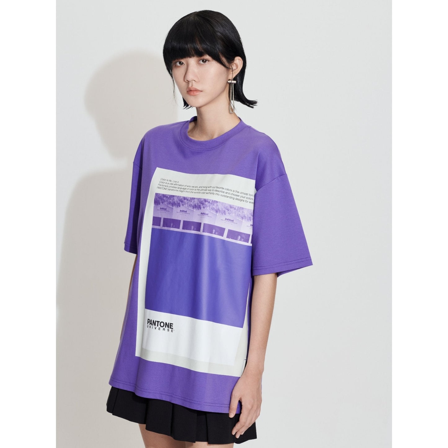 Women Pantone Collabration : Oversize Pantone Graphic Tee - Purple