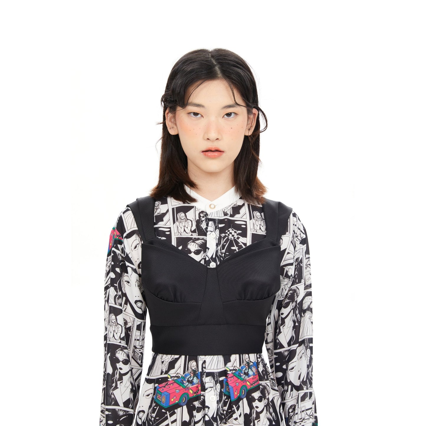 Women Drop Shoulder Top Vest - Black