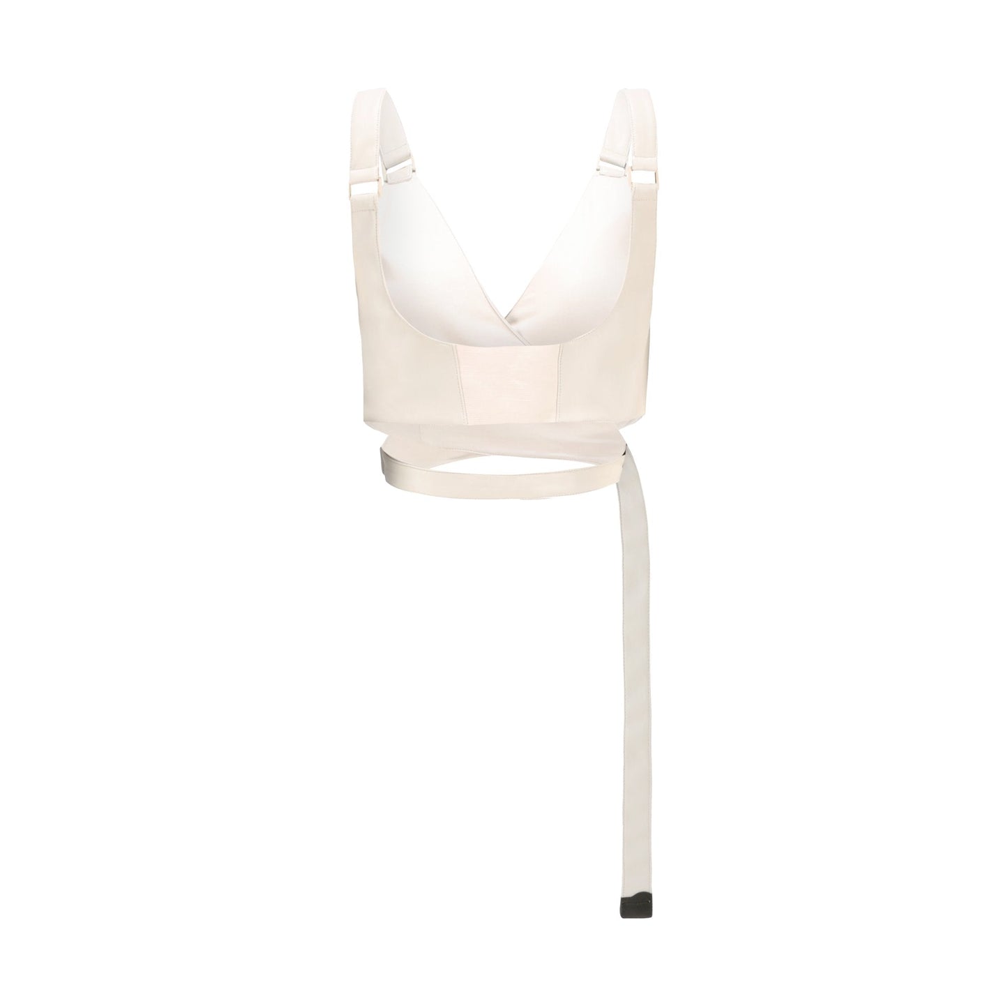 Women Faux Leather Cross Bra Top - Beige