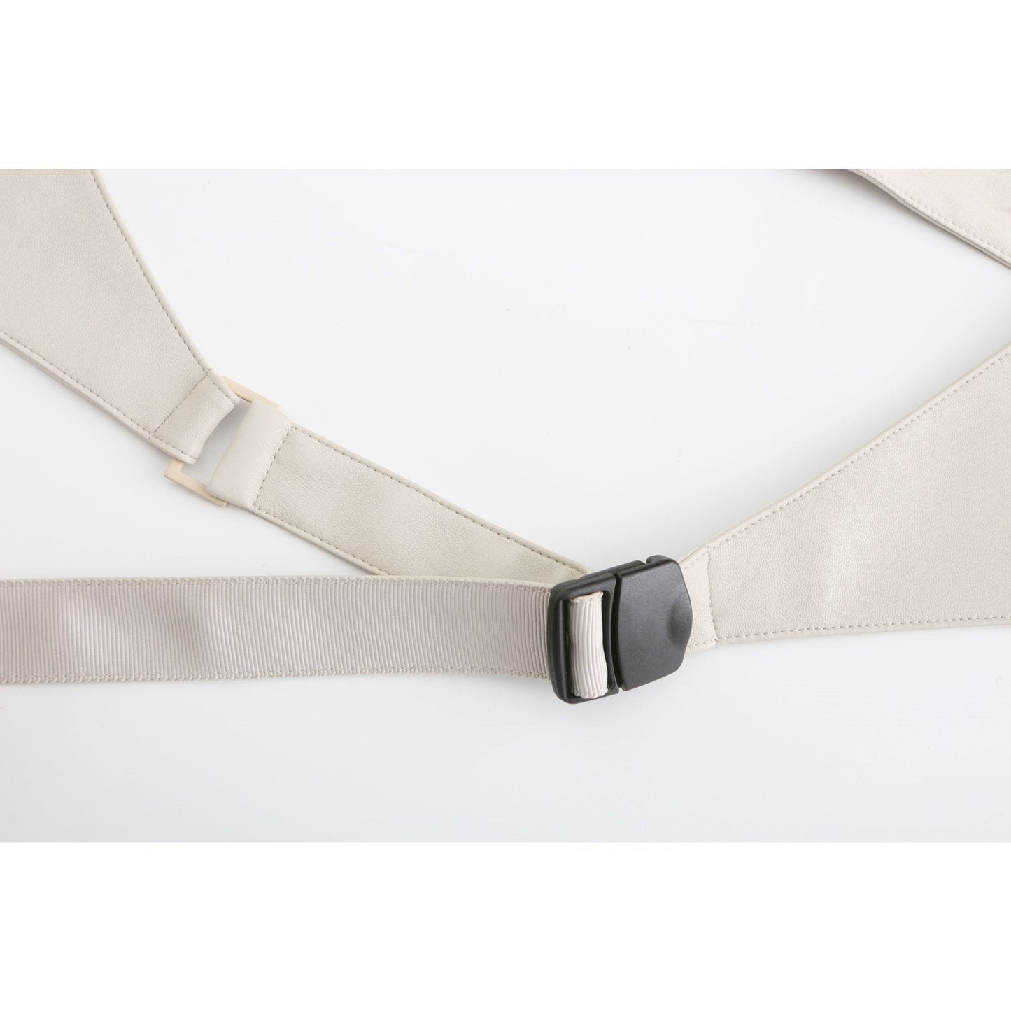 Women Faux Leather Cross Bra Top - Beige