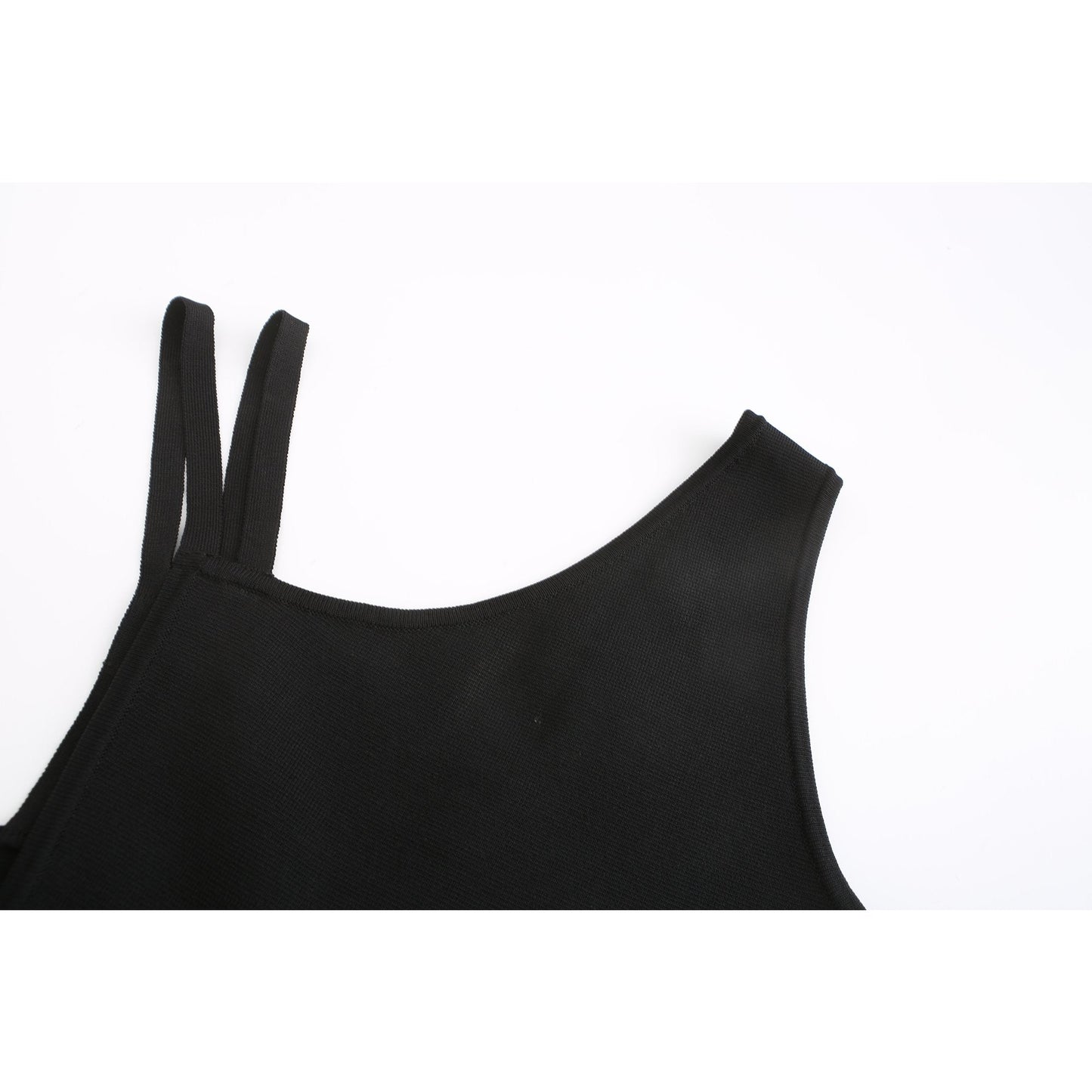 Women Asymmetric Sling Knit Vest - Black