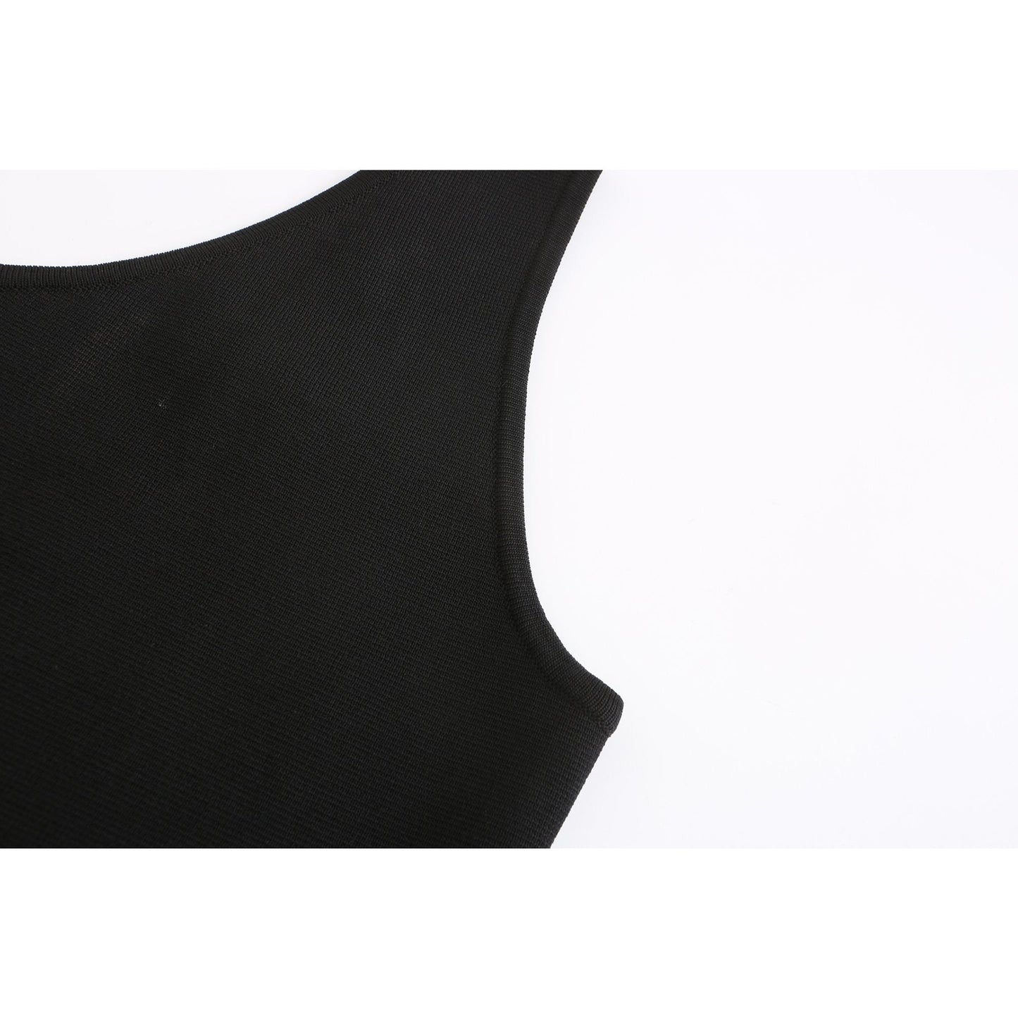 Women Asymmetric Sling Knit Vest - Black