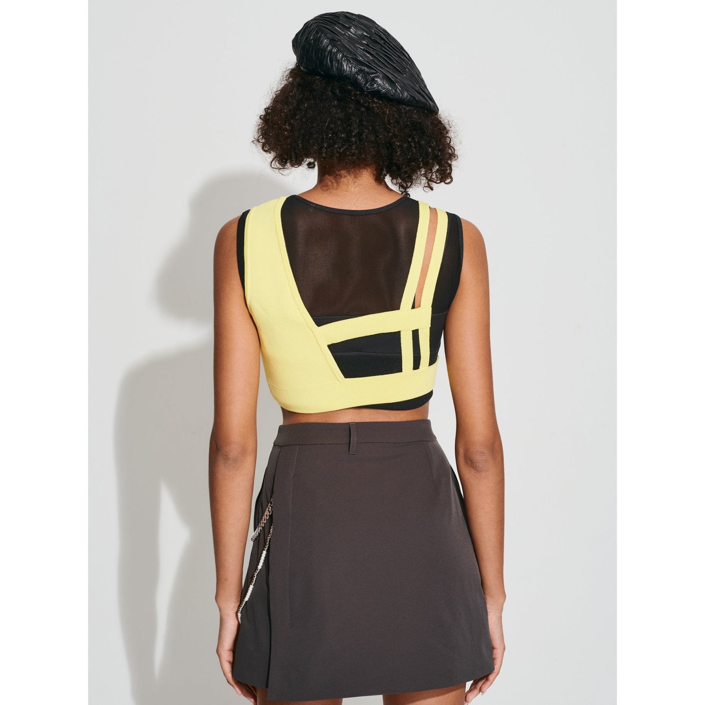 Women Asymmetric Sling Knit Vest - Yellow