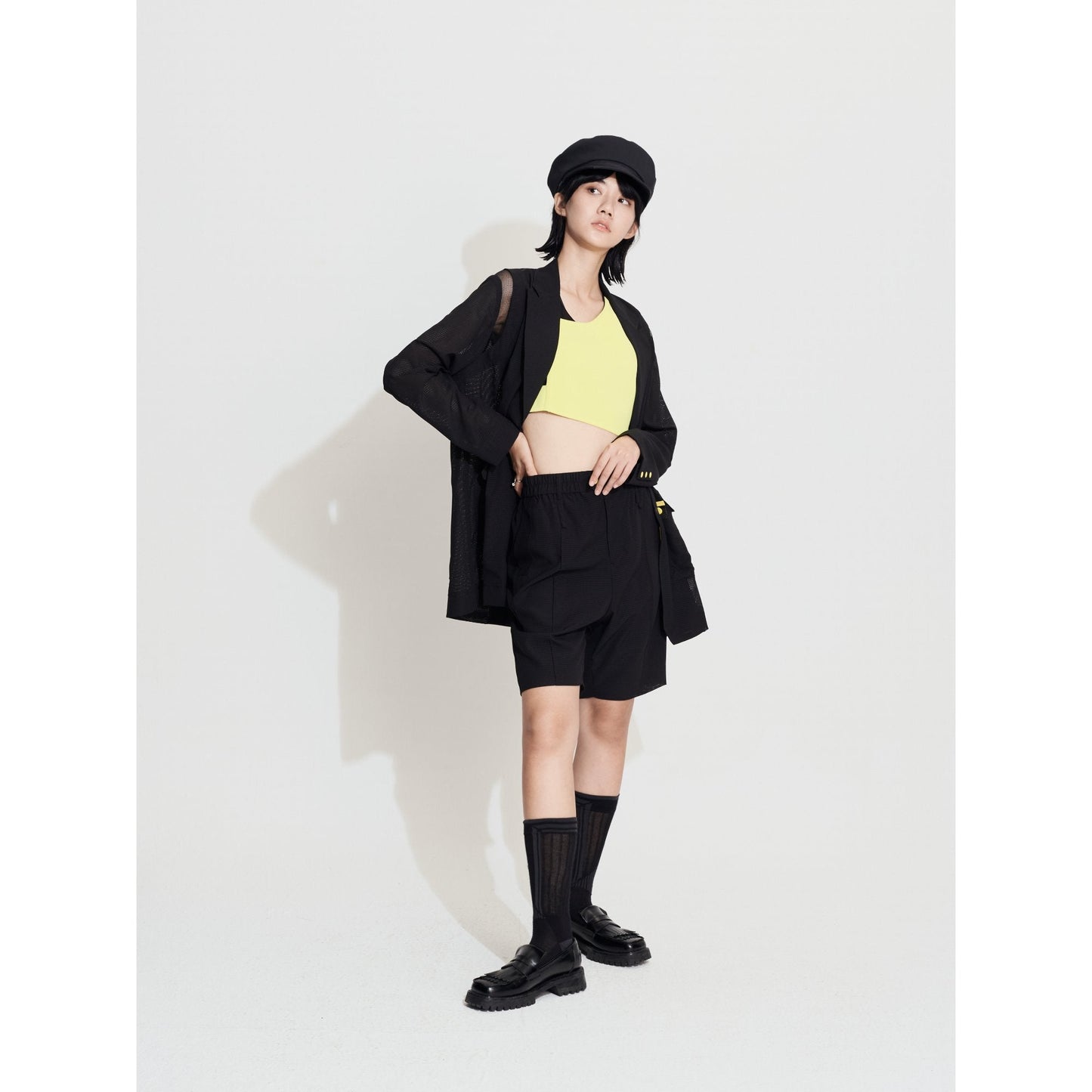 Women Asymmetric Sling Knit Vest - Yellow