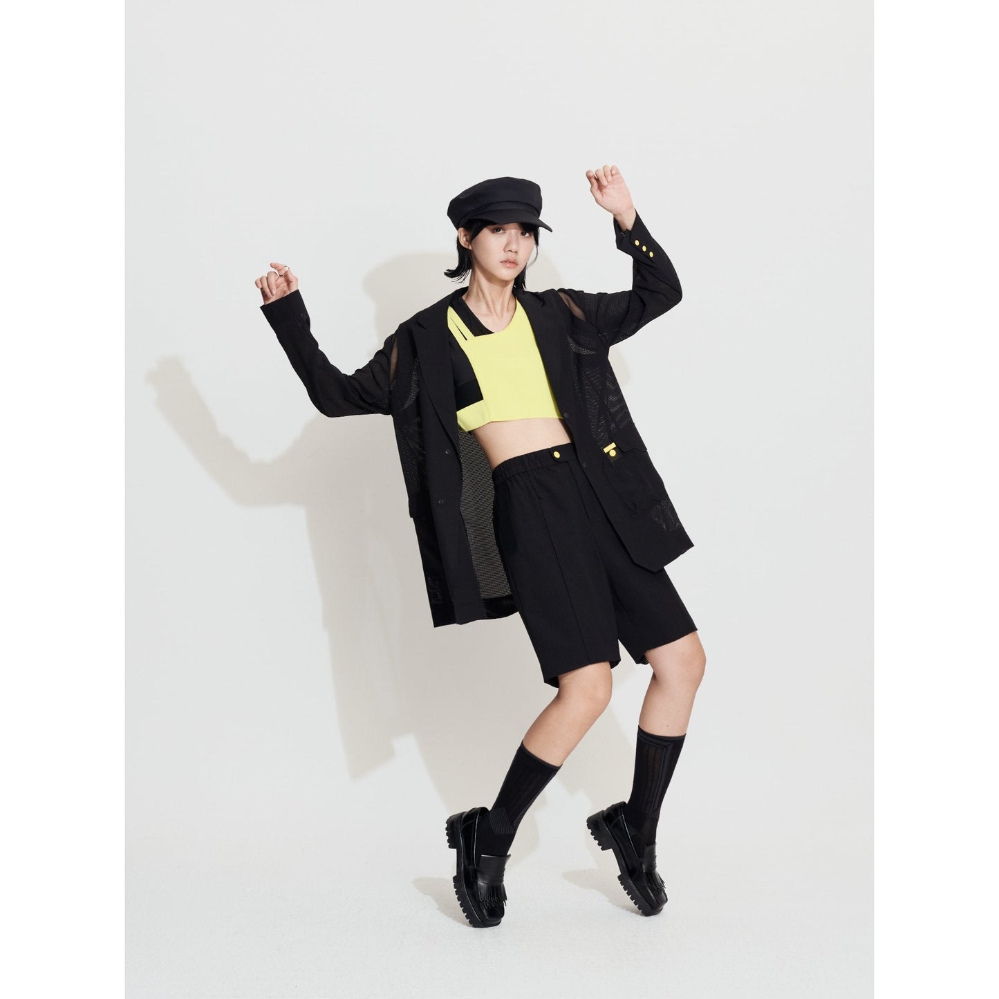 Women Asymmetric Sling Knit Vest - Yellow