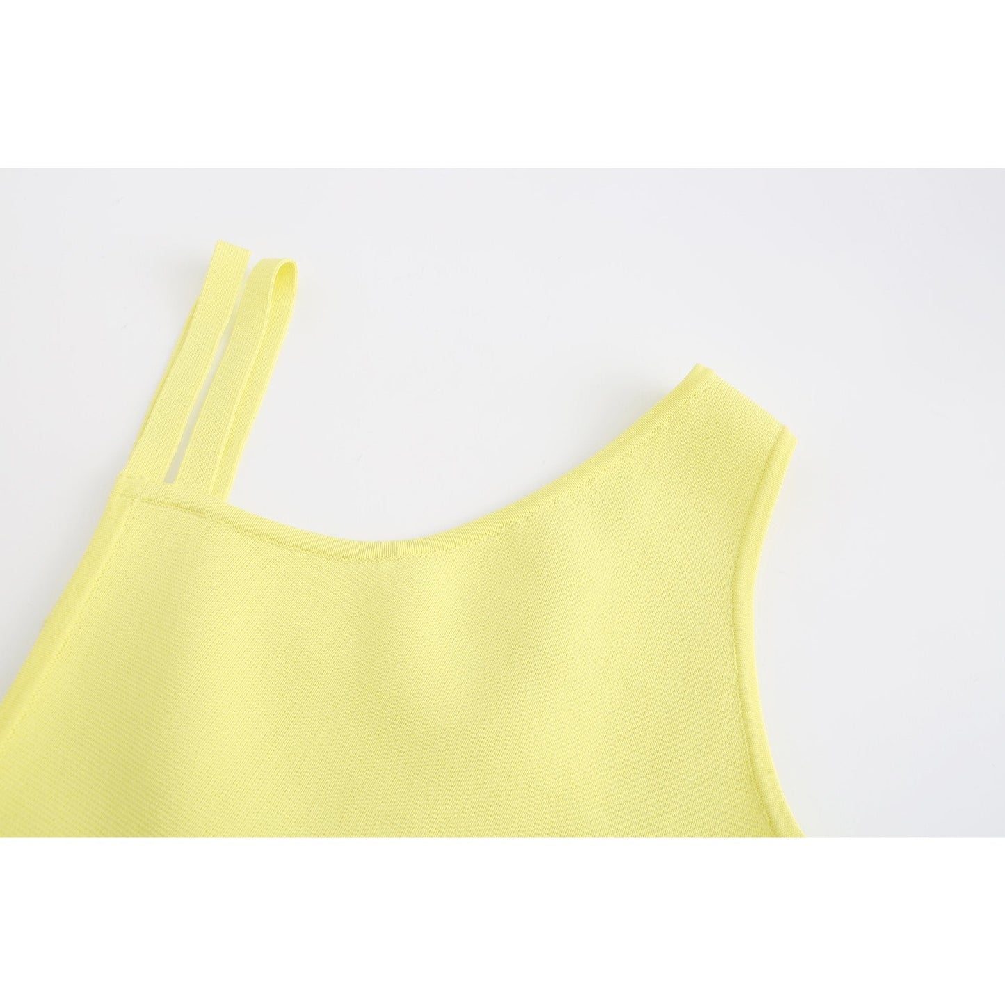 Women Asymmetric Sling Knit Vest - Yellow